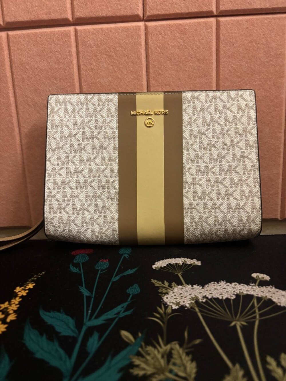 Michael Kors medium  stripe zip pouch